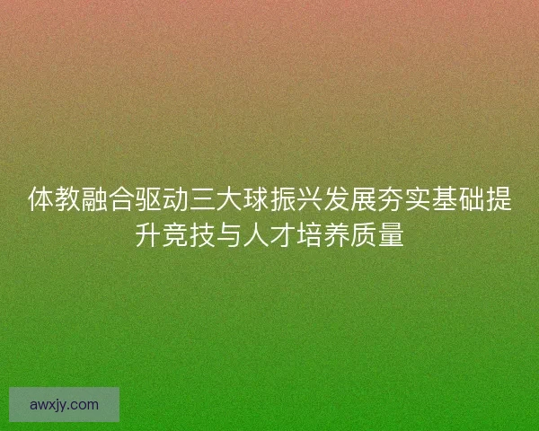 体教融合驱动三大球振兴发展夯实基础提升竞技与人才培养质量