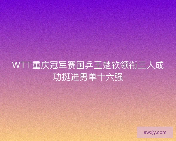 WTT重庆冠军赛国乒王楚钦领衔三人成功挺进男单十六强
